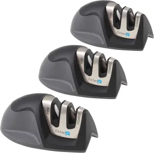 51420 | Edge Grip 2-Stage Knife Sharpener | Black – 3 Pack | Coarse & Fine Sharpeners | Compact for Easy Storage | Stable Non-Slip Base | Soft Grip Rubber Handle | Straight & Serrated Knives