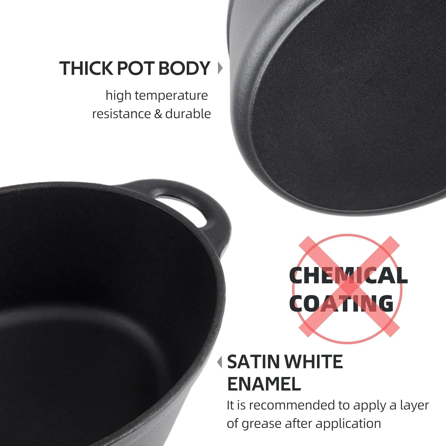5.5 Quart Oval Cast Iron Dutch Oven Pot with Lid, Oven Safe up to 550° F & Dishwasher Safe, Sturdy Dutch Oven Cookware