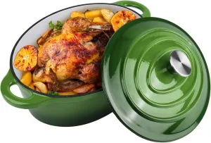 5.5 Quart Oval Enameled Cast Iron Dutch Oven Pot with Lid, Oven Safe up to 550° F & Dishwasher Safe, Sturdy Dutch Oven Cookware