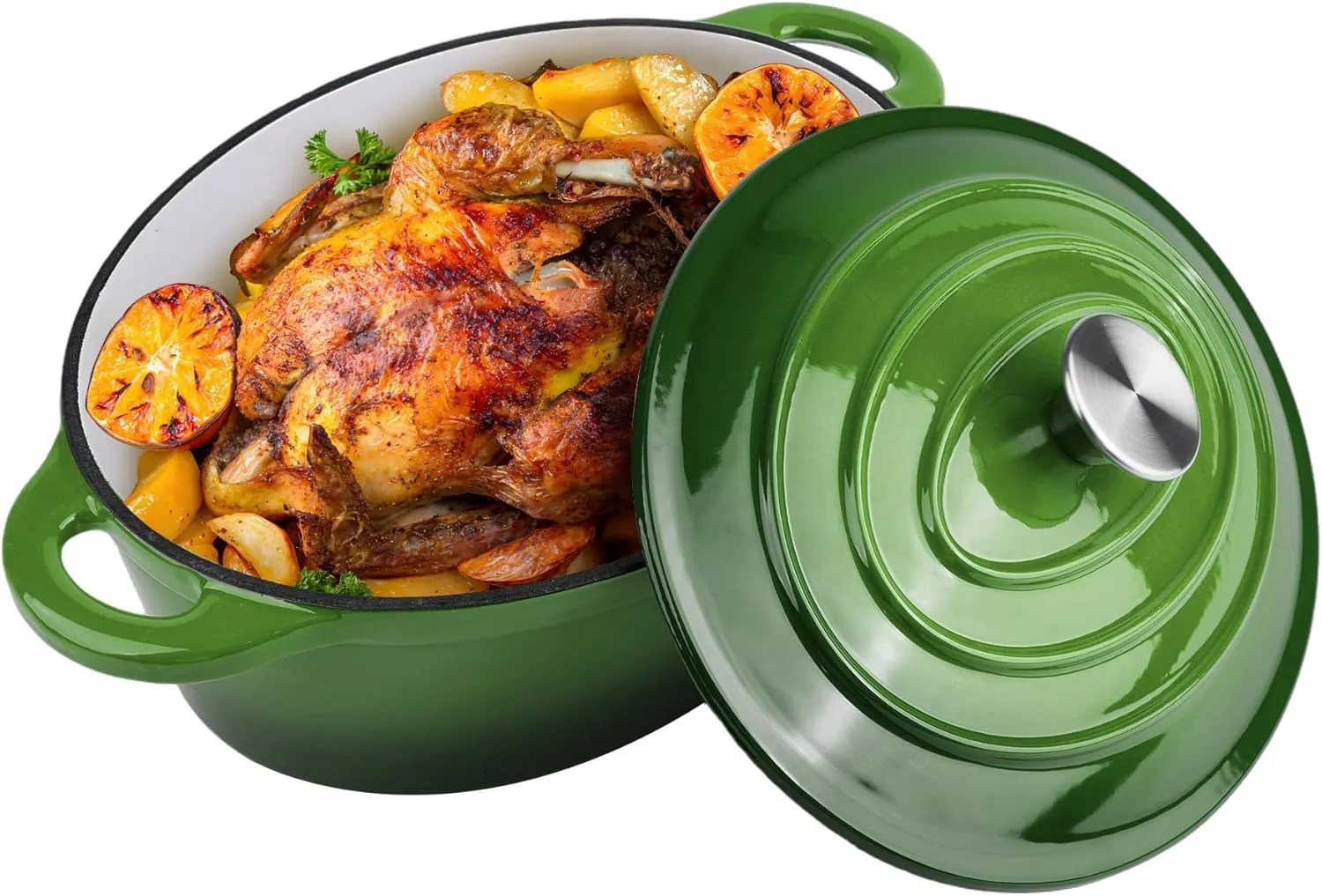 5.5 Quart Oval Enameled Cast Iron Dutch Oven Pot with Lid, Oven Safe up to 550° F & Dishwasher Safe, Sturdy Dutch Oven Cookware