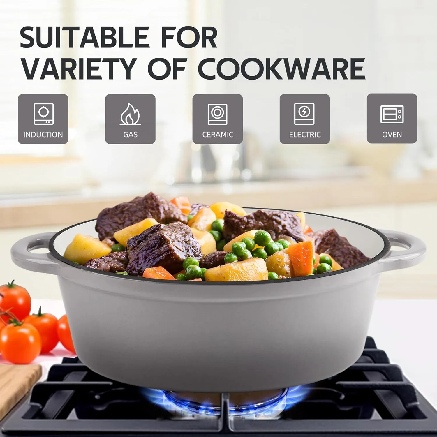 5.5 Quart Oval Enameled Cast Iron Dutch Oven Pot with Lid, Oven Safe up to 550° F & Dishwasher Safe, Sturdy Dutch Oven Cookware