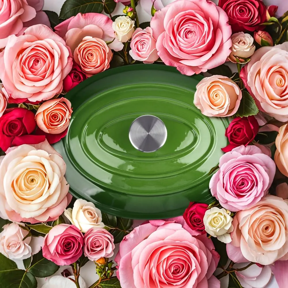 5.5 Quart Oval Enameled Cast Iron Dutch Oven Pot with Lid, Oven Safe up to 550° F & Dishwasher Safe, Sturdy Dutch Oven Cookware