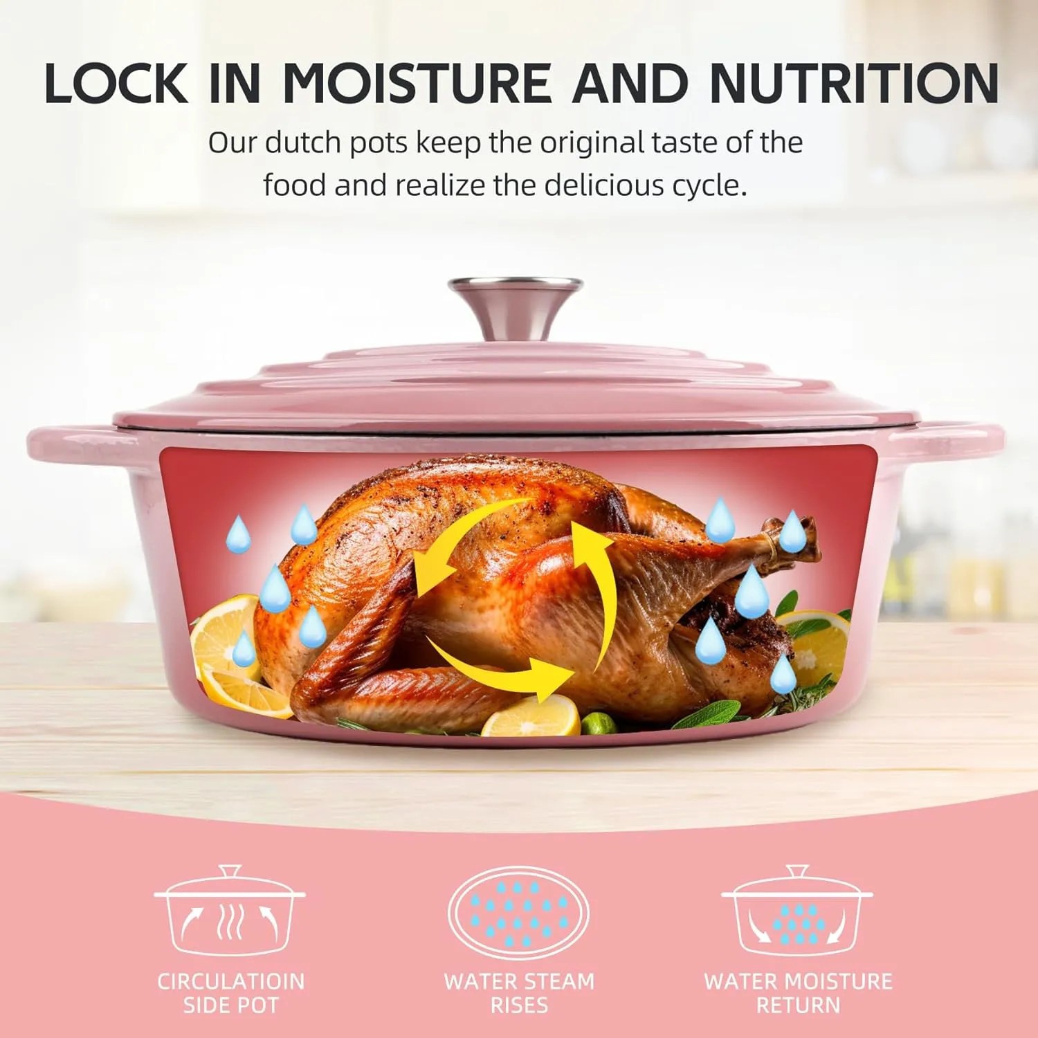 5.5 Quart Oval Enameled Cast Iron Dutch Oven Pot with Lid, Oven Safe up to 550° F & Dishwasher Safe, Sturdy Dutch Oven Cookware