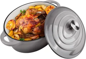 5.5 Quart Oval Enameled Cast Iron Dutch Oven Pot with Lid, Oven Safe up to 550° F & Dishwasher Safe, Sturdy Dutch Oven Cookware