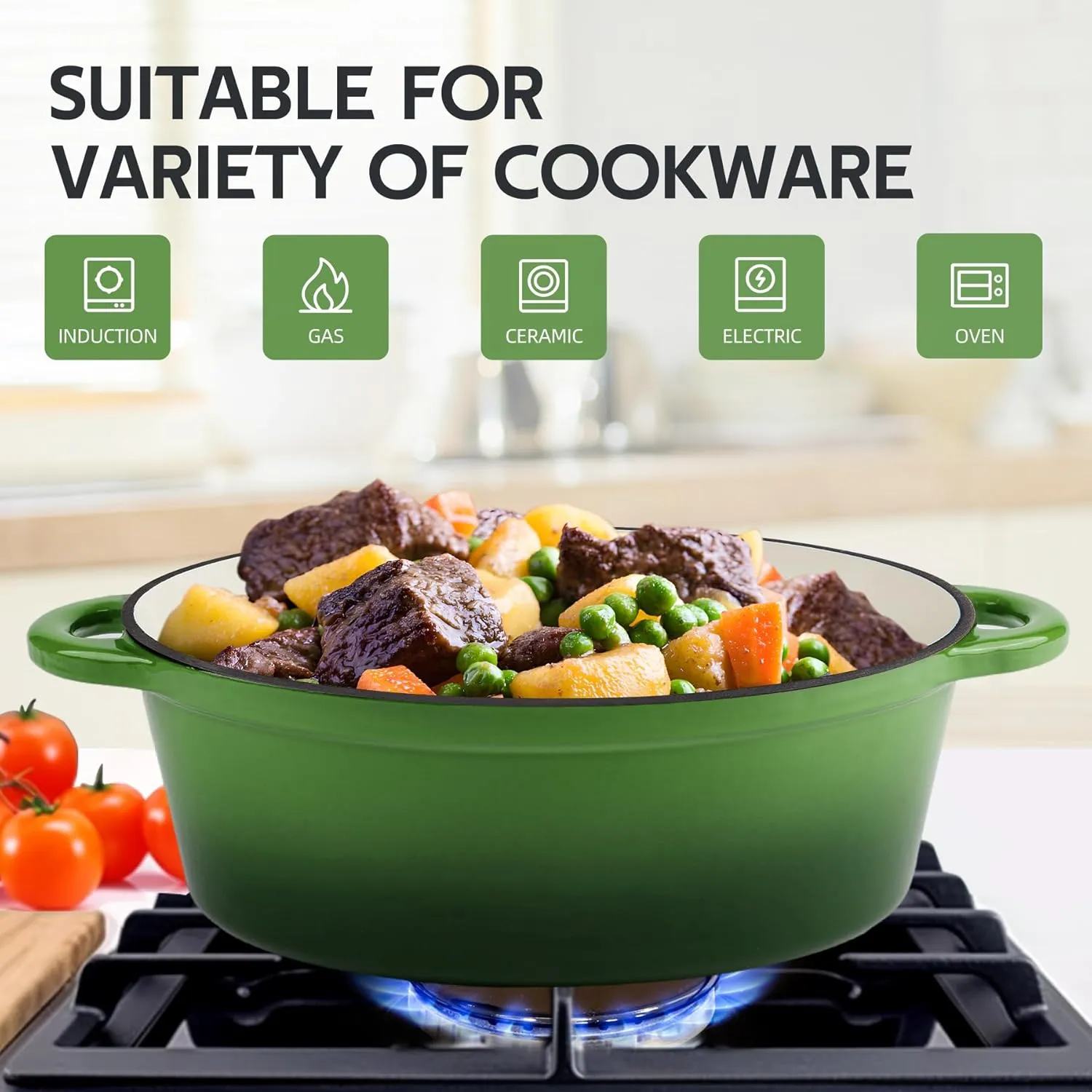 5.5 Quart Oval Enameled Cast Iron Dutch Oven Pot with Lid, Oven Safe up to 550° F & Dishwasher Safe, Sturdy Dutch Oven Cookware