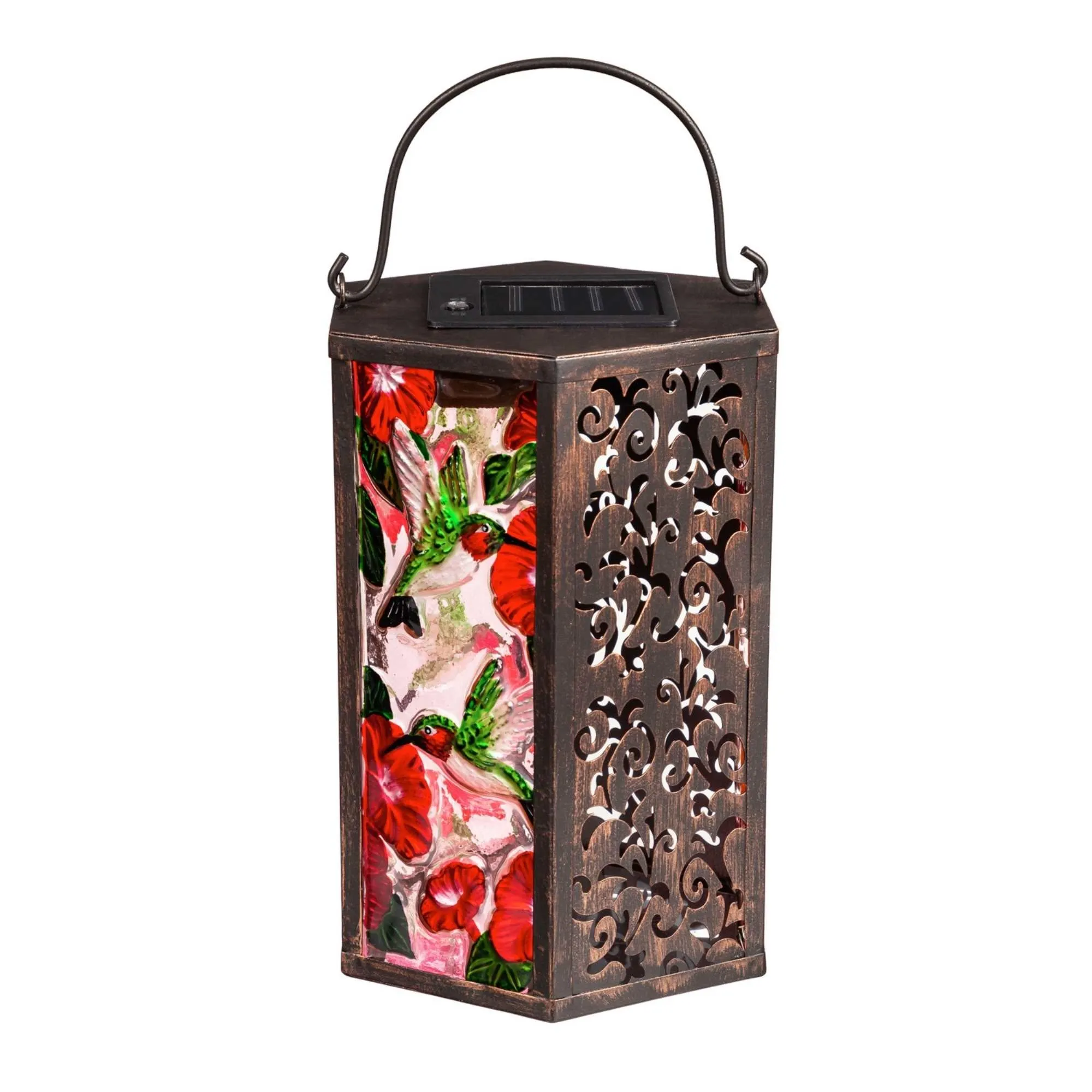 (55565) Hummingbird Floral Solar Lantern