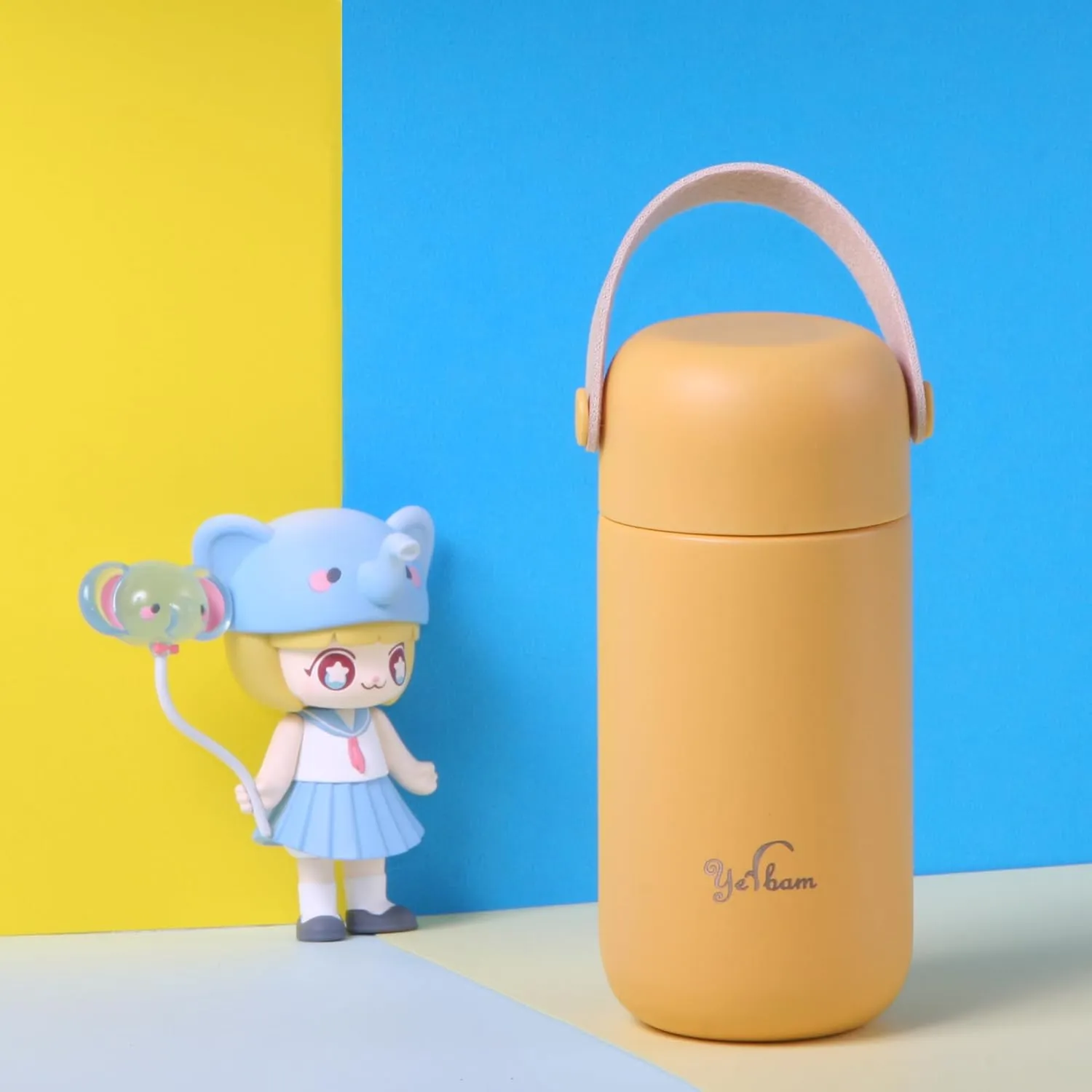5.5oz Mini Tumbler Stainless Steel Vacuum Insulated Water Bottle Double Wall Thermos Flask Small Size BPA Free Leakproof (Gray-Yellow Combo)