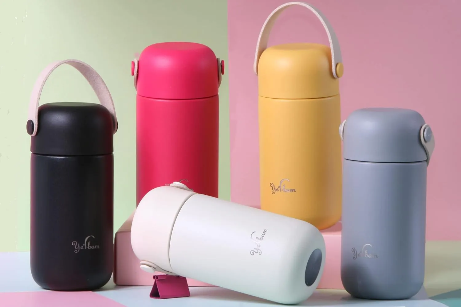 5.5oz Mini Tumbler Stainless Steel Vacuum Insulated Water Bottle Double Wall Thermos Flask Small Size BPA Free Leakproof (Gray-Yellow Combo)