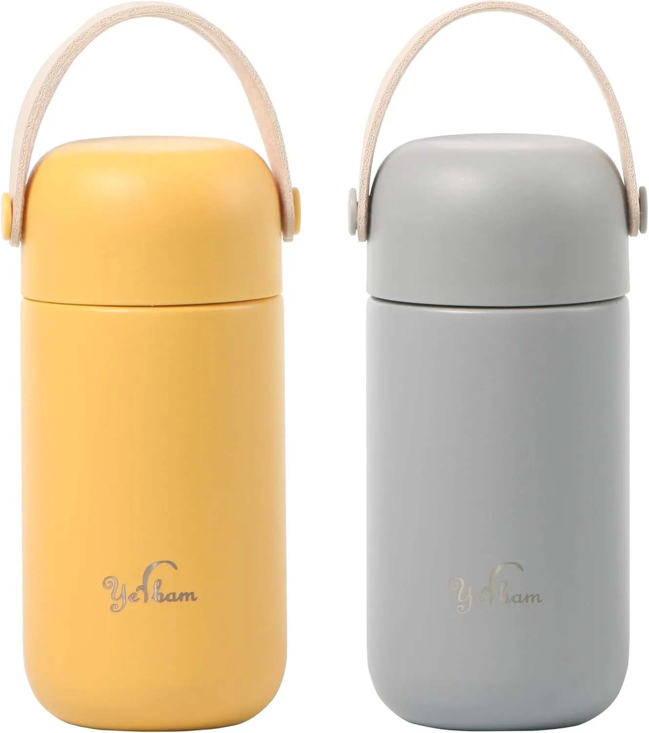 5.5oz Mini Tumbler Stainless Steel Vacuum Insulated Water Bottle Double Wall Thermos Flask Small Size BPA Free Leakproof (Gray-Yellow Combo)