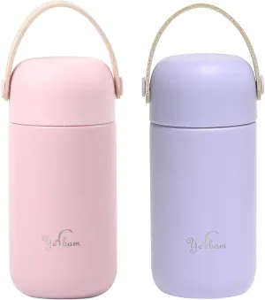 5.5oz Mini Tumbler Stainless Steel Vacuum Insulated Water Bottle Double Wall Thermos Flask Small Size BPA Free Leakproof (Periwinkle-Pink Combo)