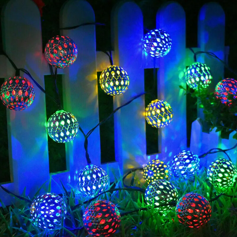 5M/6.5M/7M LED Solar Garden String Light Outdoor Moroccan Hanging Lantern Fairy Lamp