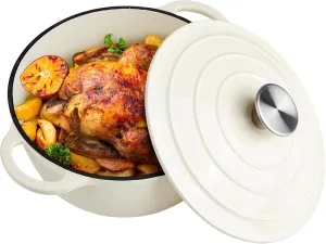 6 Quart Dutch Oven Enameled Cast Iron with Lid - Big Dual Handles - Oven Safe up to 500°F - Classic Round Pot for Versatile Cooking Cream