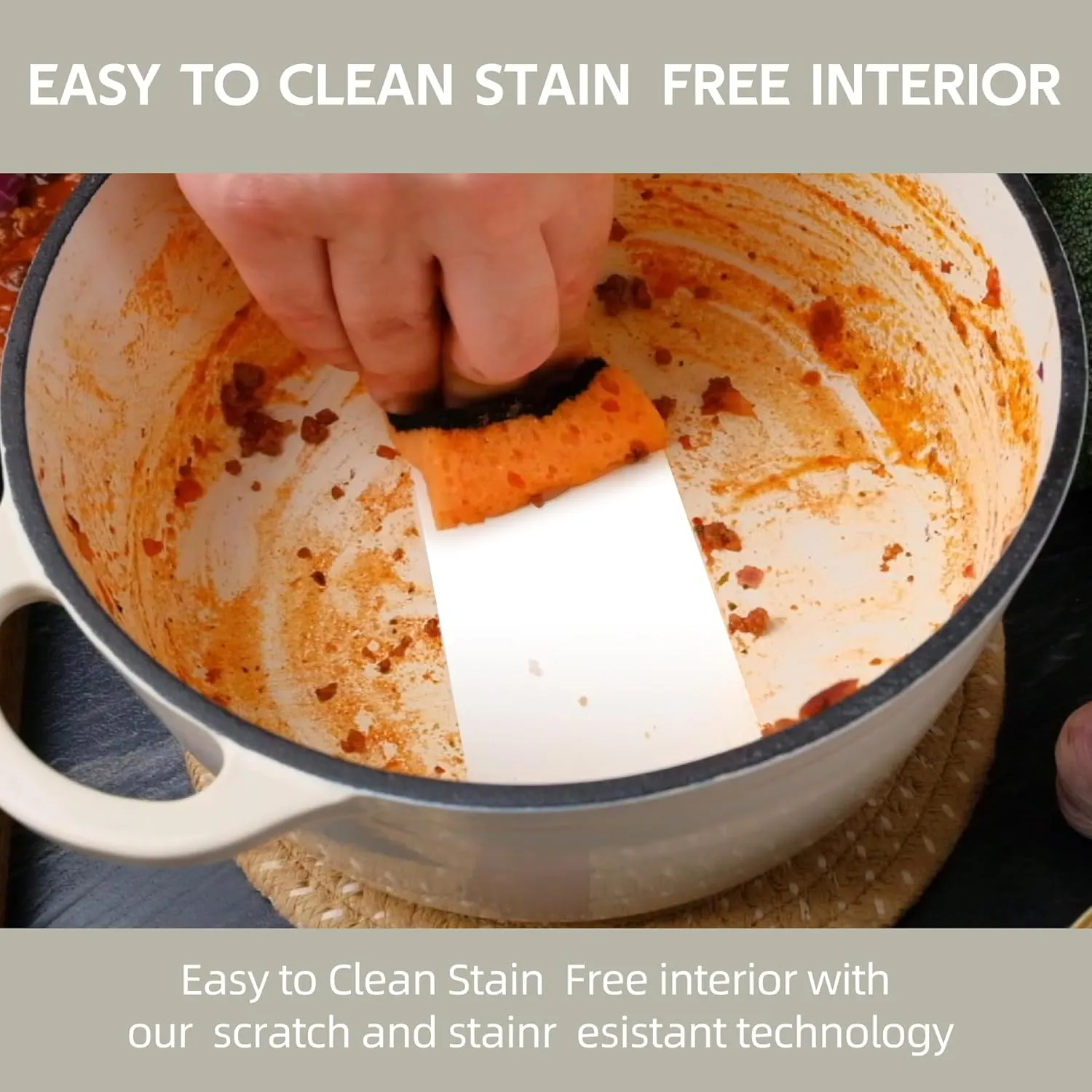 6 Quart Dutch Oven Enameled Cast Iron with Lid - Big Dual Handles - Oven Safe up to 500°F - Classic Round Pot for Versatile Cooking Cream