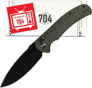 704 Gear Urban Ranger V2 | EDC Folding Pocket Knife with Ambidextrous Thumbstud and Crossbar Lock | 3.74" Blade, 14C28N Steel, Reversible Pocket Clip | Black Micarta/Black