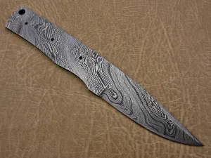 7.5 inches long hand forged Damascus steel blank blade skinning knife with 3 Pin holes and an inserting hole 3 inches cutting edge pocket knife blank blade