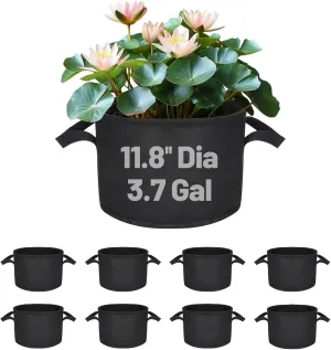 8-Pack Lily Plant Pots for Pond - Durable Black Nonwoven Fabric Plant Pot with Handles, Aquatic Pond Planter for Aquatic Plants Terrestrial Vegetables(11.8" x 8"-3.7 Gallons)