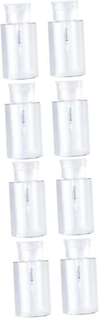 8pcs Press Pump Bottle Travel Lotion Containers Transparent Caps for Essential Oils Toner and Makeup Remover Leakproof Design for Easy Carrying
