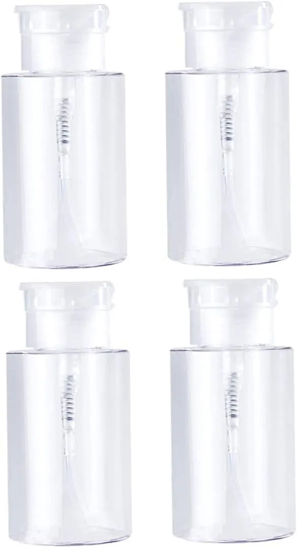 8pcs Press Pump Bottle Travel Lotion Containers Transparent Caps for Essential Oils Toner and Makeup Remover Leakproof Design for Easy Carrying