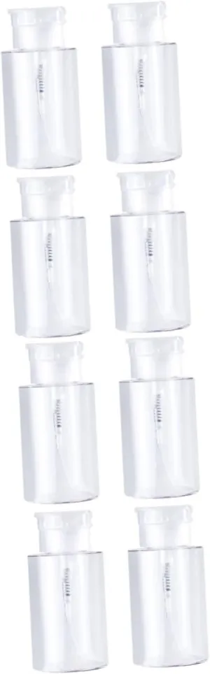 8pcs Press Pump Bottle Travel Lotion Containers Transparent Caps for Essential Oils Toner and Makeup Remover Leakproof Design for Easy Carrying