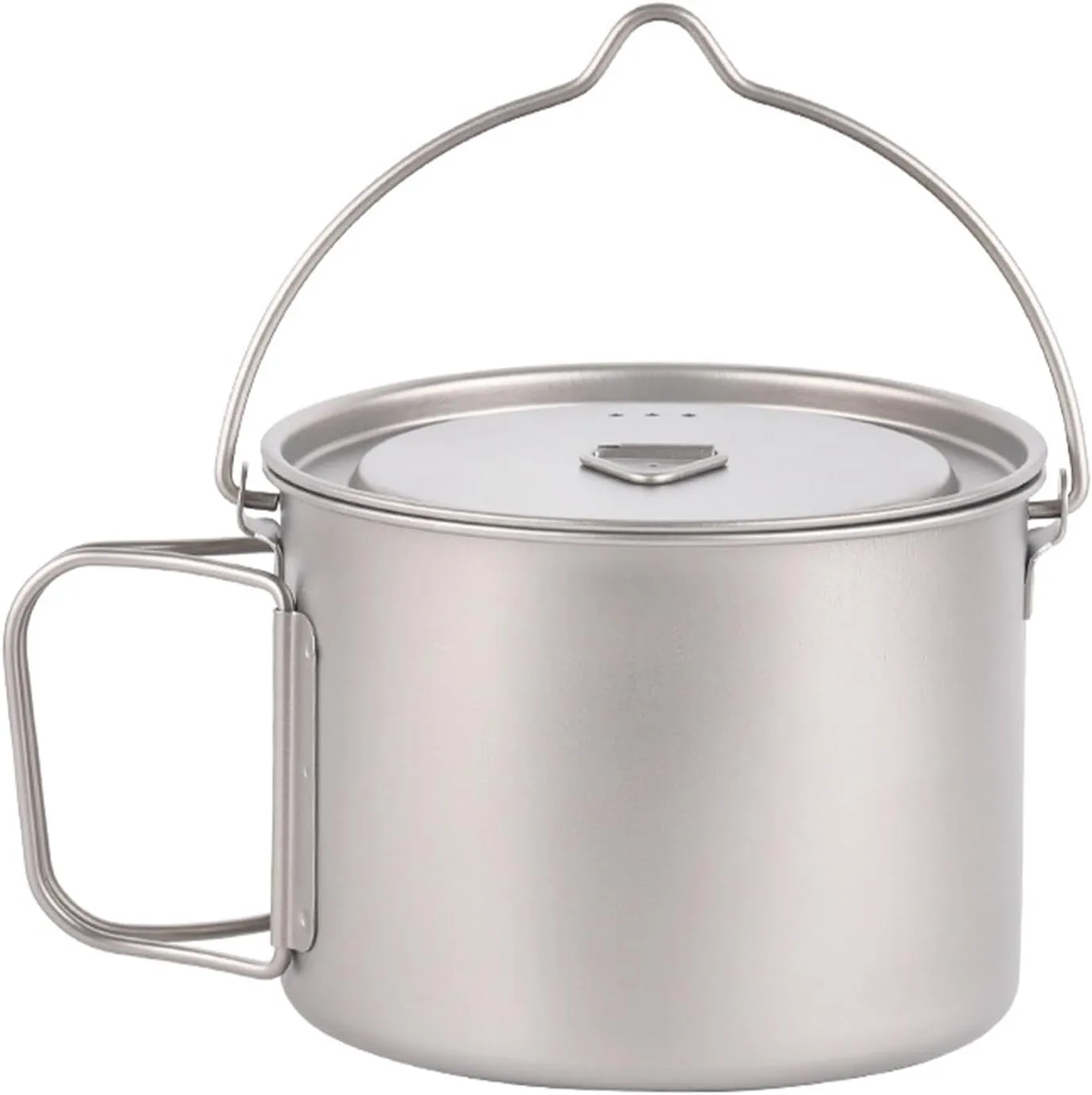 900ml Outdoor Titanium Pot with Lid Hanging Pot for Hiking Picnic Fishing