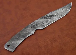 9.5 inches long clip point blank blade, knife making supplies, Hand forged Twist pattern Damascus steel blank blade skinning knife with 3 Pins & a screw hole space 4.5" long cutting edge blade