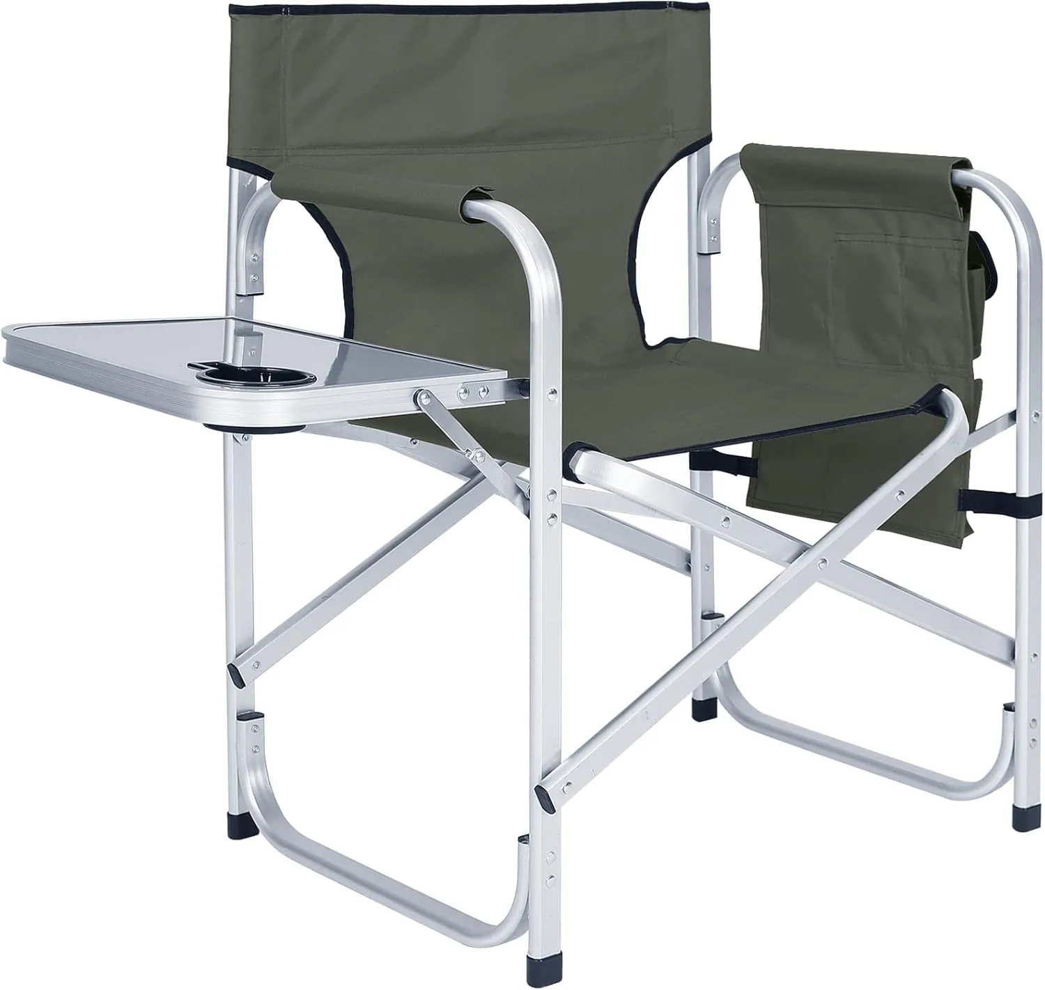 ABCCANOPY Folding Directors Chair Outdoor Camping Chair Makeup Artist Chair with Side Table & Pockets, Dark Gray