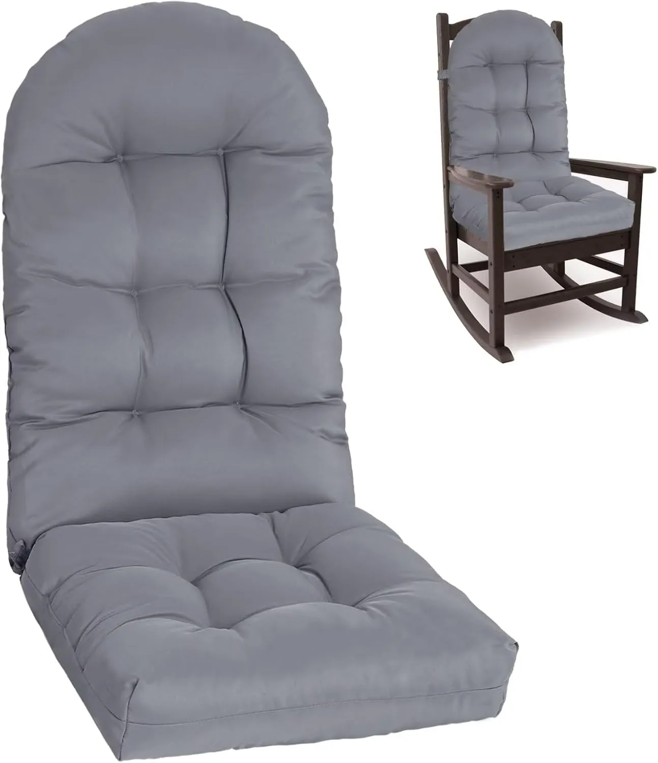 Adirondack Chair Cushion, Rocking Cushions 44x19.4x4 inch, High Back Patio Recliner Cushion of Upper and Lower with Ties, Sunscreen and Fade-Resistant Gray,1