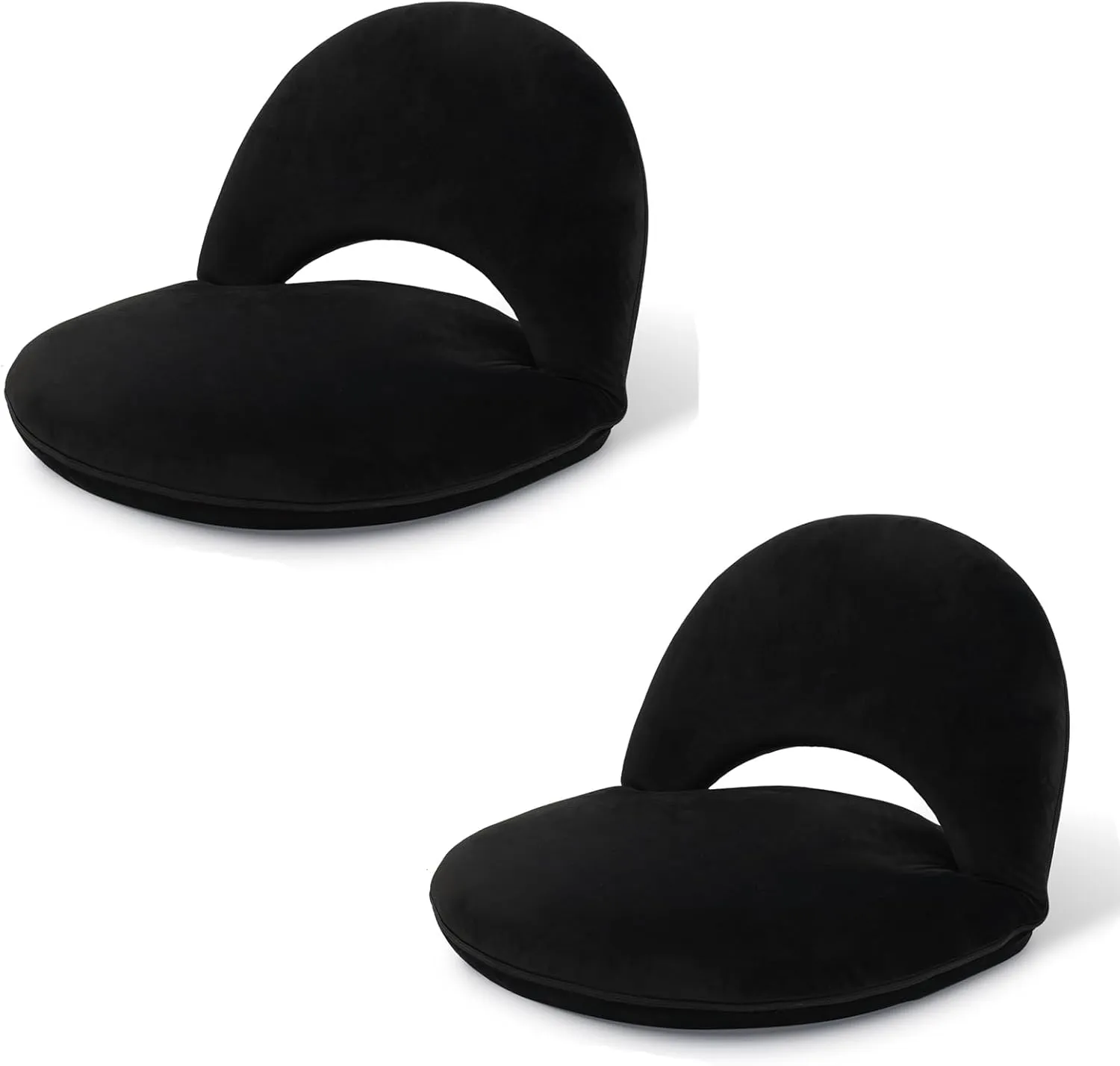 Adjustable Floor Chair with Back Support Foldable Meditation Chair Portable Stadium Seats Recreation Bleacher Seat Versatile Beach Video-Gaming Reading,Black 2Packs
