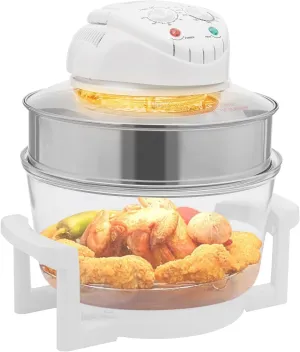 Air Fryer 360° Viewable Turbo Glass Air Fryer with Expansion Ring 1200w 17l/17.96qt Large Capacity Halogen Oven Air Fryers for Home Kitchens, Restaurants