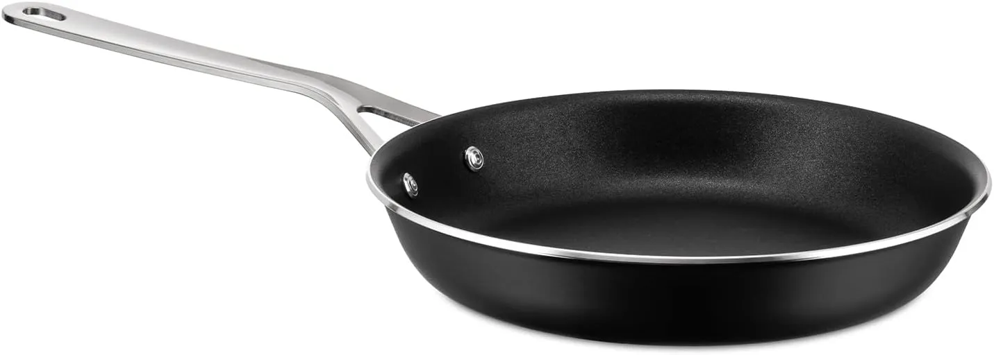 Alessi AJM110/24B Pots&Pans Frying pan in Aluminium with Non-Stick Interior. Handle in 18/10 Stainless Steel, One Size, Black
