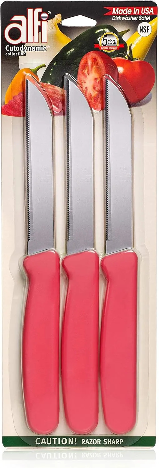 Alfi All-Purpose Knives Aerospace Precision Pointed Tip - Home And Kitchen Supplies - Serrated Steak Knives Set | Made in USA (Multicolor)