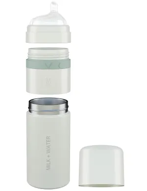 All in One Baby Bottle & Baby Formula Dispenser On The Go, 9oz - Keeps Water Warm & Formula Fresh - Baby Formula Mixing Bottle with Anti Colic Nipple - Leak-Proof - Stage 3, 6M  (Green)