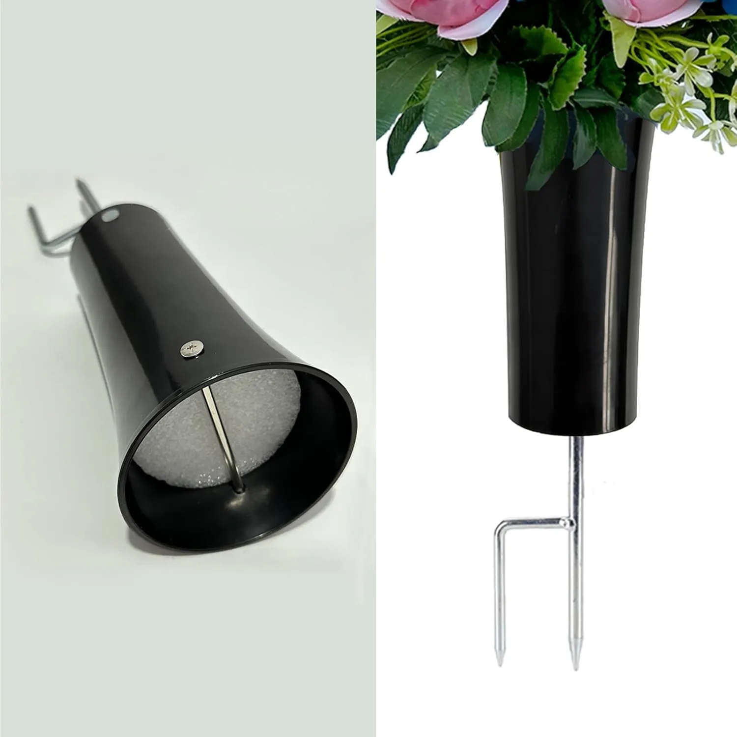ALL SPECIAL Cemetery Decoration Vase, Gravestone Gravesite Flower Holder, Grave Pot Holder Tombstone, for Fresh and Artificial Flowers, for Mother's Day, Memorial Day, Never be Blown Away, Reusable