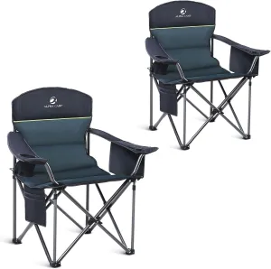 ALPHA CAMP Oversized Camping Folding Chair Heavy Duty Lawn Chair with Cooler Bag