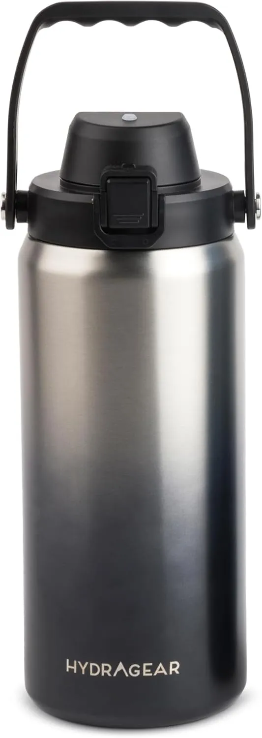Alpine Insulated Stainless Steel Bottle with Leak-Proof Flip Lid - 40 Oz - Grey to Black Ombre