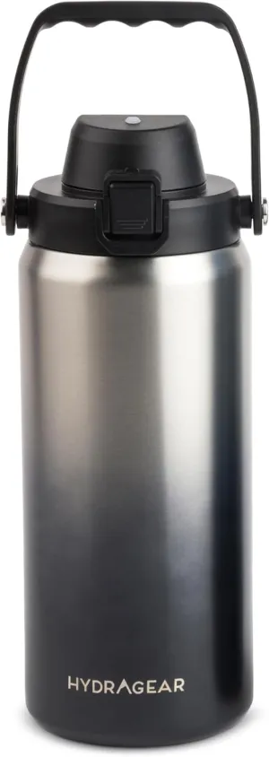 Alpine Insulated Stainless Steel Bottle with Leak-Proof Flip Lid - 40 Oz - Grey to Black Ombre