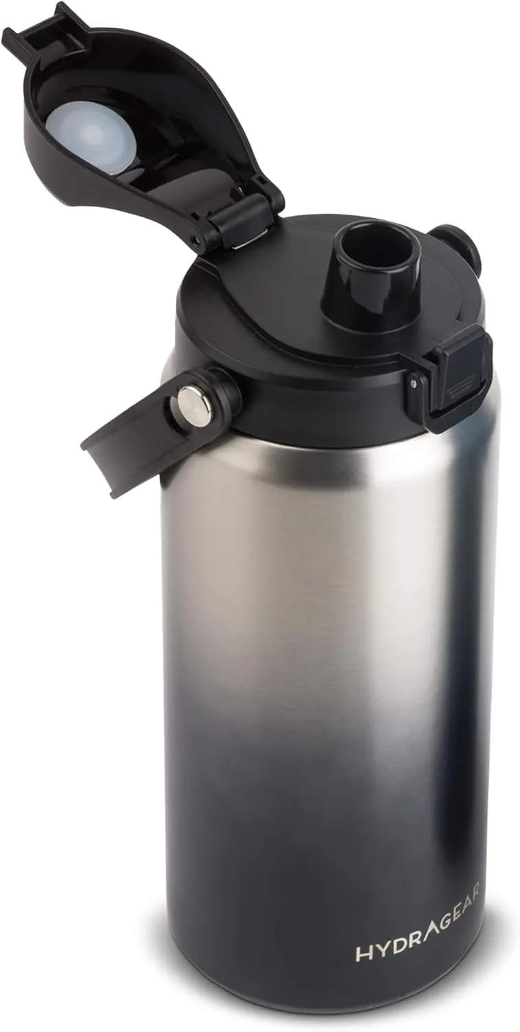 Alpine Insulated Stainless Steel Bottle with Leak-Proof Flip Lid - 40 Oz - Grey to Black Ombre