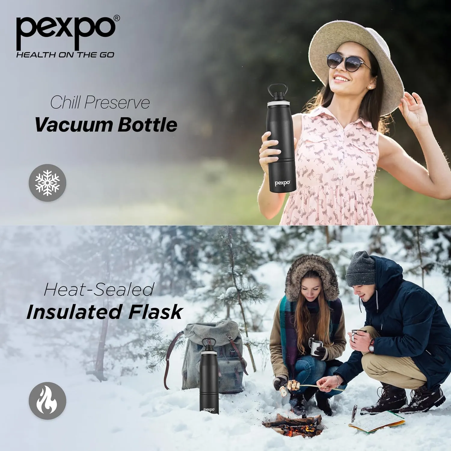 Altros 1000 Pro Stainless Steel Hot & Cold Vacuum Insulated Flask, 940ml, Knight Black |Leak Proof| Easy to Carry Loop Handle |Sports Water Bottle| Trekking |Gym| Office | Home | RCB Edition