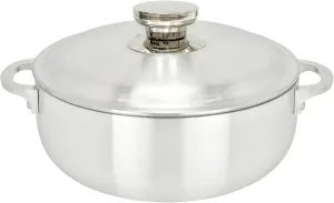 ALUMINUM CALDERO STOCK POT by Chef Pro, Durable Aluminum, Superior Cooking Performance for Even Heat Distribution, Perfect For Serving Large/Small Groups, Riveted Handles, Commercial Grade, 3.8 Quart