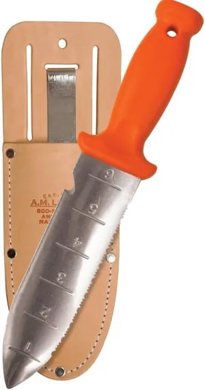 A.M. Leonard Deluxe Soil Knife & Leather Sheath Combo – Hori Hori w/ 6-Inch Stainless Steel Blade