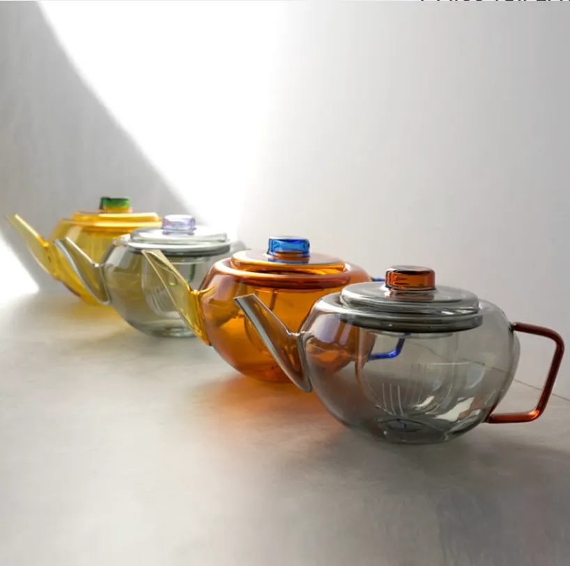 Amabro Glass Tea Pot Gray X Amber