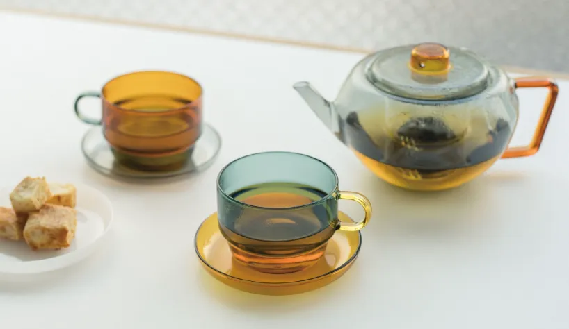 Amabro Glass Tea Pot Gray X Amber