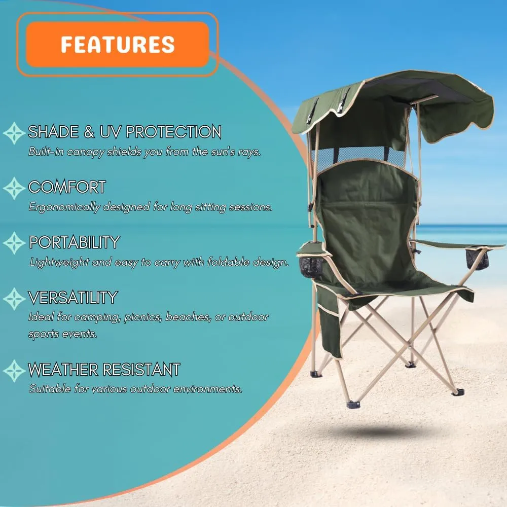 Amazing for less Folding Chair – Portable Outdoor Camping & Beach Chair (Red (Shade), (1-Pack))
