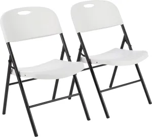 Amazon Basics Folding Plastic Chair, 350-Pound Capacity, White, 2-Pack
