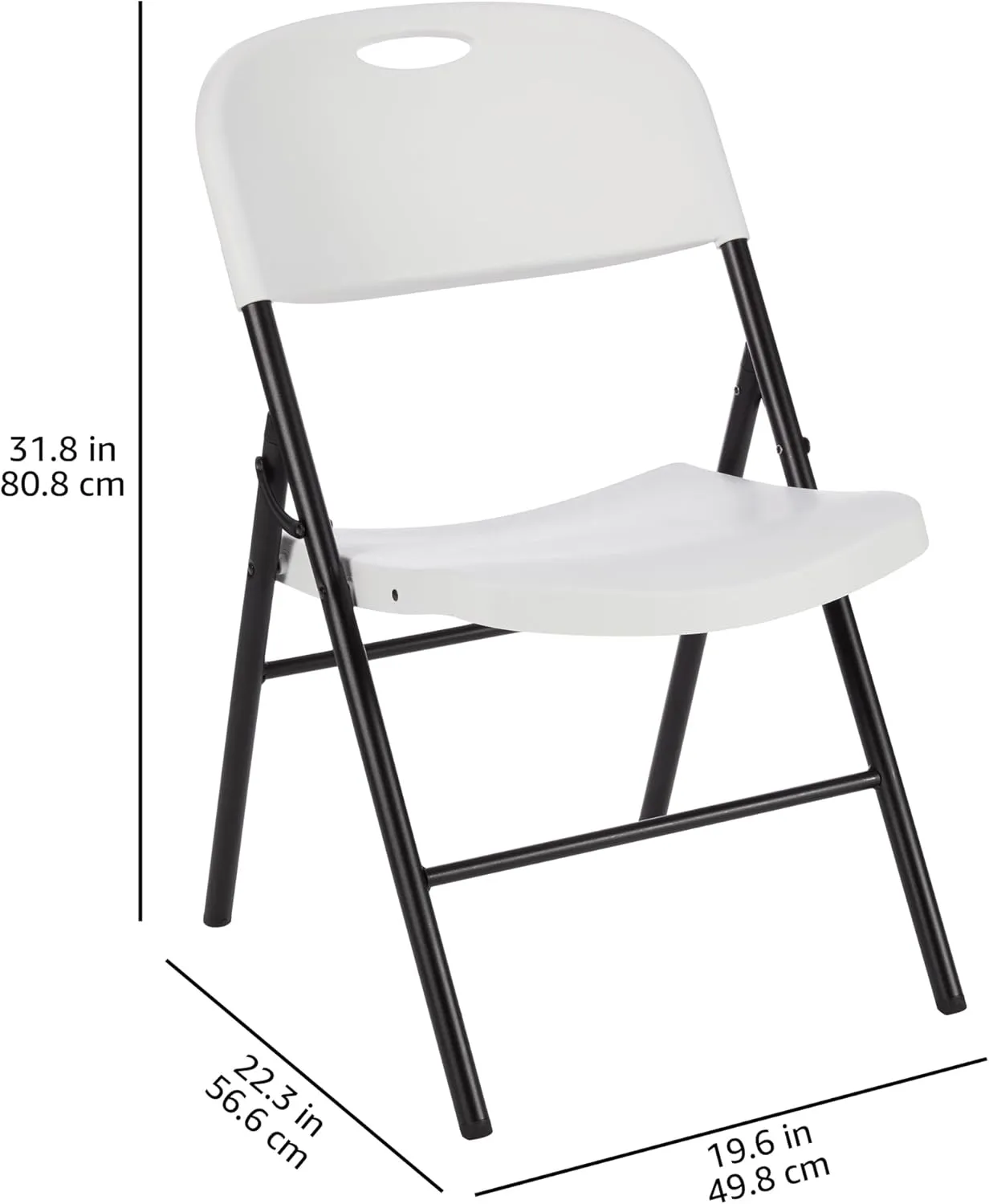 Amazon Basics Folding Plastic Chair, 350-Pound Capacity, White, 2-Pack