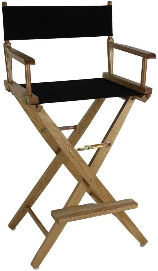 American Trails Extra-Wide Premium 30" Director's Chair Black Frame with Natural Canvas, Bar Height