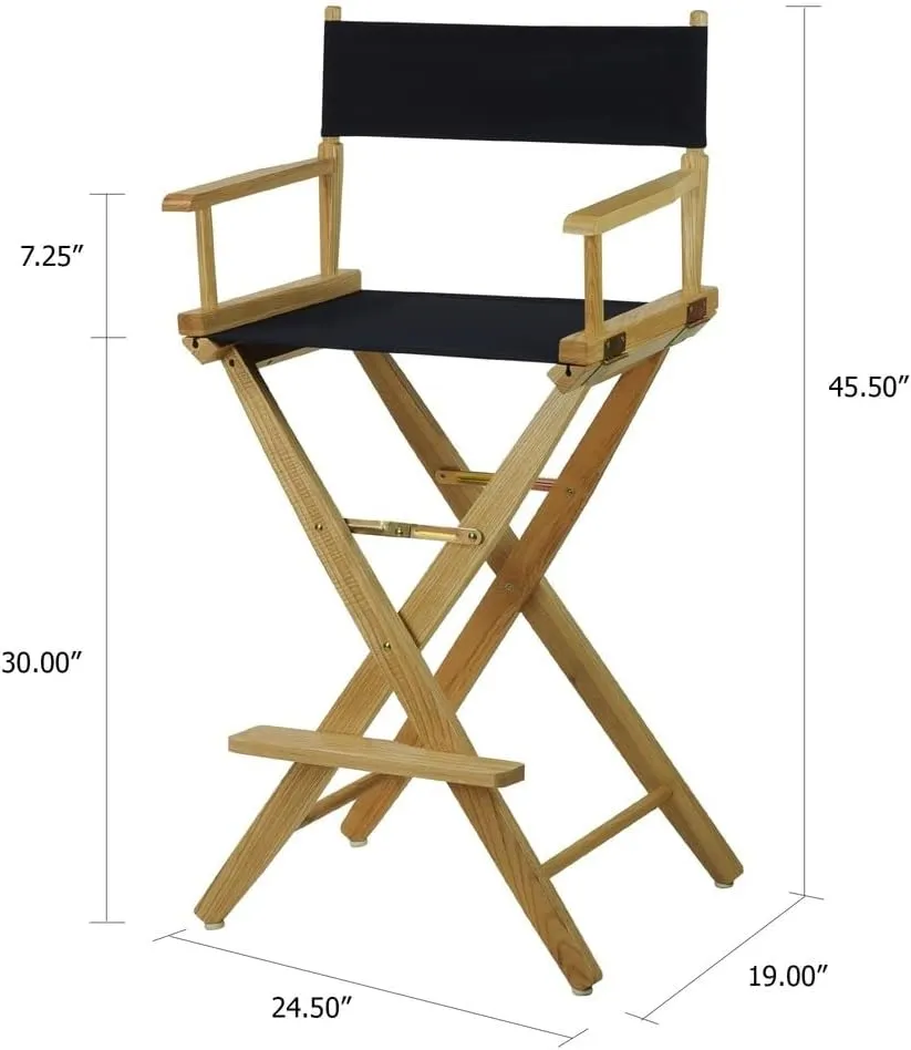 American Trails Extra-Wide Premium 30" Director's Chair Black Frame with Natural Canvas, Bar Height