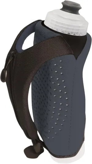 Amphipod Hydraform Ergo-Lite Charcoal Handheld Water Bottle 16oz. - For Running and Jogging, BPA-Free, Micro Zipper Pocket for Nutrition, Keys, and Cards