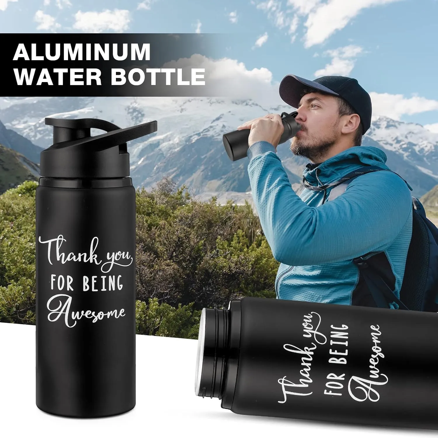 Amyhill 10 Pack Thank You Appreciation Gifts Reusable Bottle Aluminum Water Bottle Gym Water Bottle Lightweight Sports Water Bottle Leakproof Metal Water Bottle with Lid for Camping Hiking