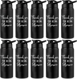 Amyhill 10 Pack Thank You Appreciation Gifts Reusable Bottle Aluminum Water Bottle Gym Water Bottle Lightweight Sports Water Bottle Leakproof Metal Water Bottle with Lid for Camping Hiking